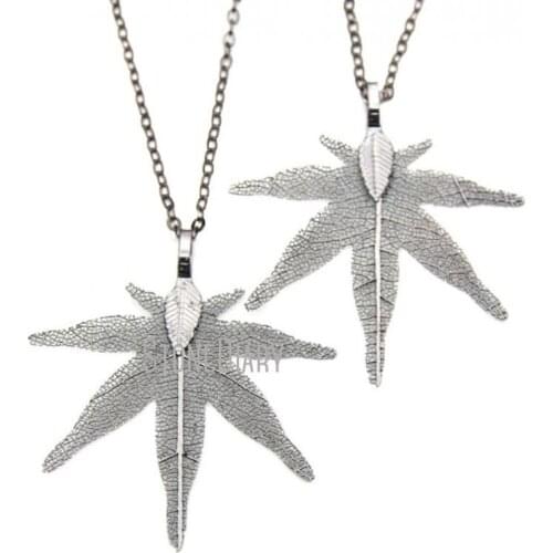 10Pcs Gunmetal Plated Leaf Shapes Chains Necklaces Maple Leaf Chains Necklaces Online 18-32inch NM15888