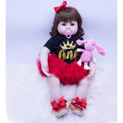 Sculptor new design silicone reborn baby doll large size girl model dolls 58 cm with beautiful dress set children holiday gift