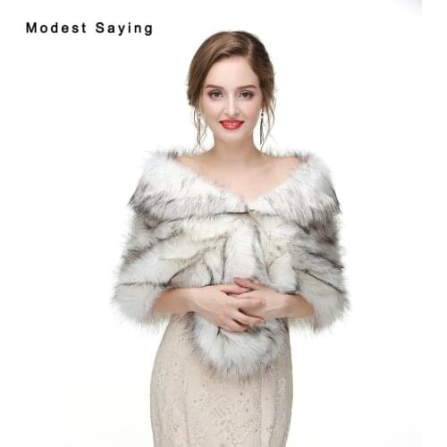 New 2017 Winter Faux Fur Wedding Shawls Fashion Imitation Fox Fur Bridal Shrugs Wraps Warm Boleros Coat Wedding Accessories