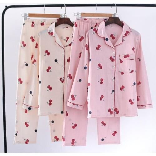 New Spring and Autumn Cotton Suit Long-sleeved Trousers Womens Cotton Pajamas Home Service Pajamas