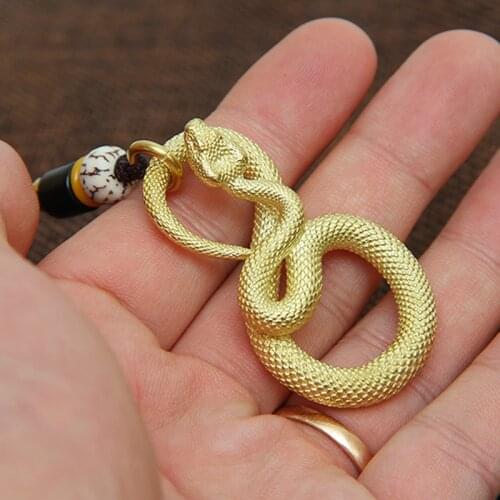 New Vintage Copper Snake Key Chain Creative Brass Car Keychain Mobile Phone Pendant Gift Best Gift Jewelry K4223