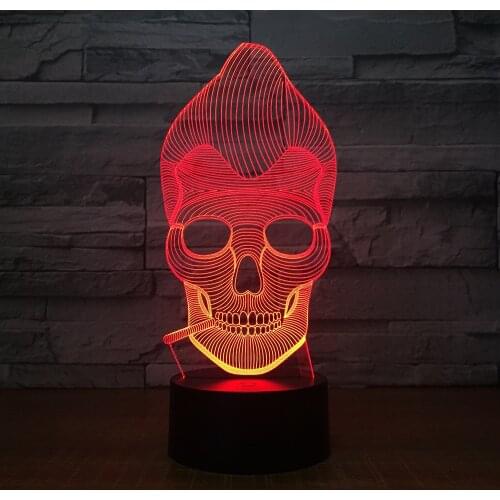 Monkey Skull Smoking 3D LED Color Night Light Changing Lamp Multi-colored Bulbing Light Acrylic 3D Hologram Illusion Desk Lamp
