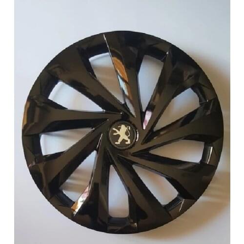 Car Wheel Rim Cover R14 Piano Bright Black Hub Flexible Trim Caps For Peugeot 14 inch 4pcs/set With Emblem 301 208 207 206 306