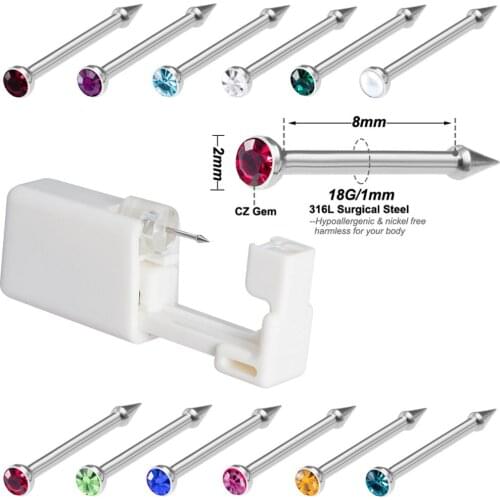 Disposable Safe Sterile Piercing Unit For Nose Studs Piercing Gun Piercer Tool Kit Nose Stud Body Piercing Jewelry