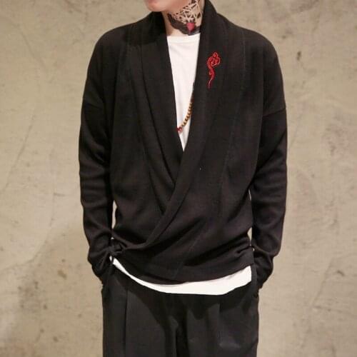 Autumn Mens Knitting Cardigan V-neck Long Sleeve Embroidery Decor Comfortable Soft Stretchy Warm Quality Male Sweater