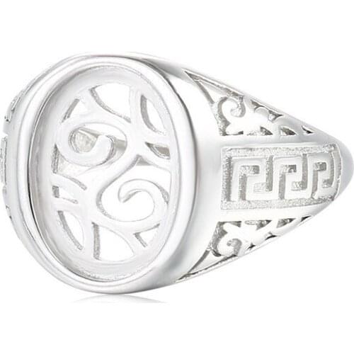 Ring Base for 10x13mm Oval Cabochons Ring Setting White Gold Plated 925 Silver Adjustable Ring Blank SR0177