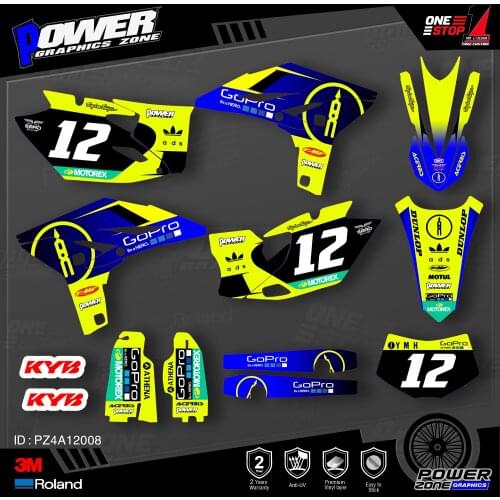 PowerZone Custom Team Graphics Backgrounds Decals 3M Stickers Kit For YAMAHA 2012-2015 WRF450 008