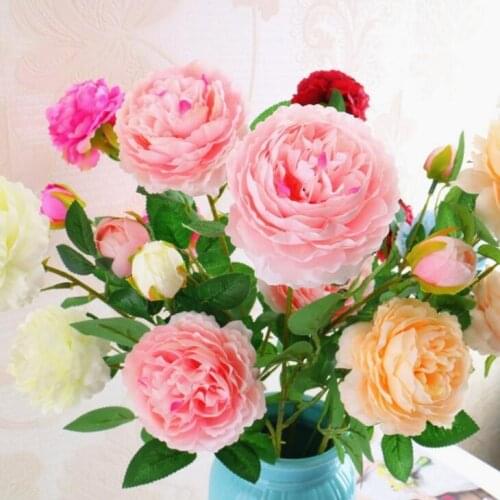 3 heads Peony Decoration Artificial Silk Rose Flowers 65cm Long Stem Rose Wedding Party Home Decorative Flowers Wreaths LX1879