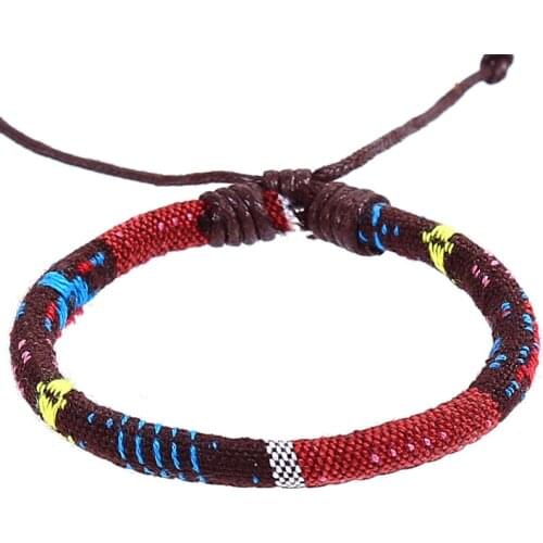 Boho Handmade Braided Thread Bracelet Male Femme Charm 3 Colors Ethnic Tibetan brazalete Men Accesslores Causal Jewelry Pulseras
