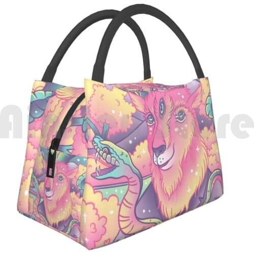 Portable Insulation Bag Live Deliciously! Live Deliciously Goat Horned God Devil Snake Eden Pink Pastel