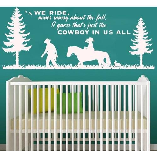 Drop Shipping Cowboy Wall Decals Removable Vinyl Mural Poster For Baby Kids Rooms Decor Wall Art Sticker Murals Muursticker
