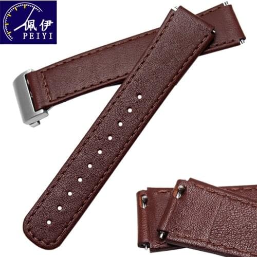 For Huawei B2 B3 Cow Leather Strap 16mm Black White Brown Watchband Folding buckle business Genuine Leather Watch Chain