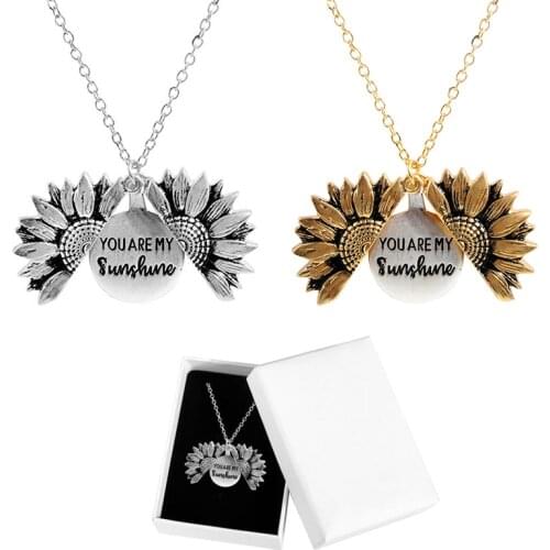 You Are My Sunshine Sunflower Necklaces set For Women Gold&Silver Color Long Chain Sun Flower Letter Necklace Jewelry Gifts
