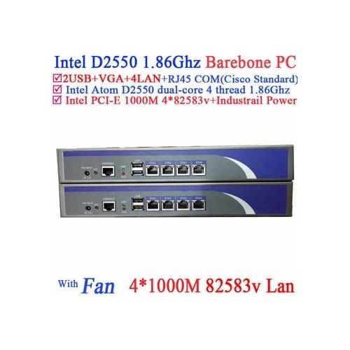 Home network server Barebone with Intel D2550 1.86Ghz 4*intel PCI-E 1000M 82583v Lan support Panabit Wayos ROS Mikrotik PFSense