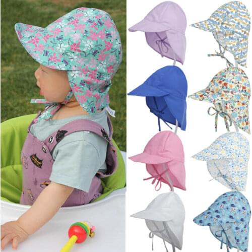 9 style 0-5T Anti UV Neck Ear Cover Summer Baby Sun Hat Children Outdoor Protection Beach Caps Kids Boy Girl Flap Cap