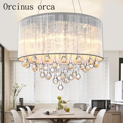 Modern minimalist fashion crystal chandelier bedroom study restaurant personalized creative LED round Chandelier free shipping