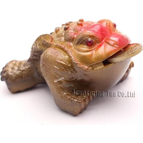 Allochroic Mascot, Gold Mony Toad Ornament, tea pet, Fengshui,Best Gifts,Novel present, arts&Crafts,will change color, S1027D