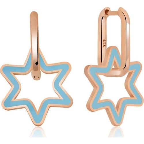 Tevuli 925 Sterling Silver Highlighter Blue Star Earrings