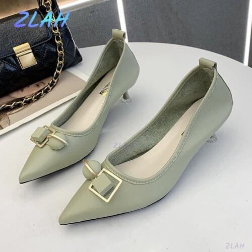 Women Pumps Classic Office Ladies High Heels Zlah Pointed Shallow Mouth Thin High Heels Fashion Womens Single Shoes 35-39