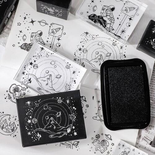 Vintage Universe Mountain Spaceman Moon Stamp Diy Acrylic Rubber Stamps For Stationery Scrapbooking Transparent Stamps