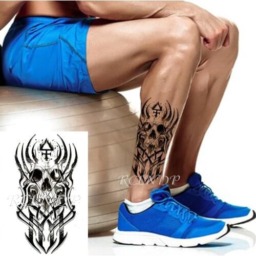 Waterproof Temporary Tattoo Sticker Cross Horrible Skull Head Sharp Line Pattern Fake Tatto Flash Tatoo Arm Art for Men Women