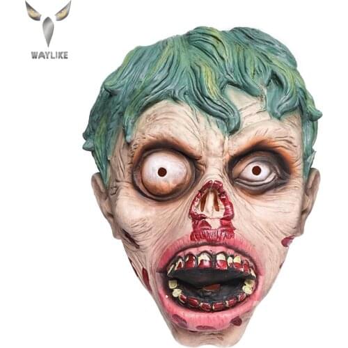 WAYLIKE Halloween Rotten Face Zombie Latex Mask Adult Party Costume Mask Horror Carnival Cosplay Party Props