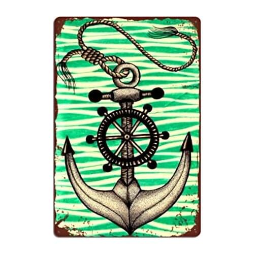 Funny Cartoon Anchor Vintage Style Metal Sign Iron Painting for Indoor & Outdoor Home Bar Coffee Kitchen Wall Decor 8 X 12 Inch