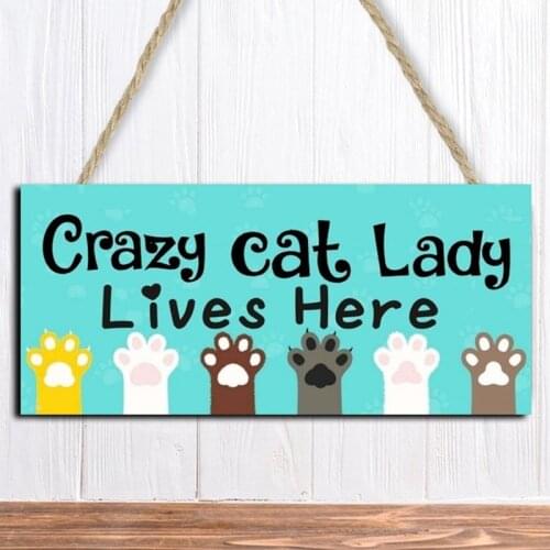 Funny Pet Family Home Decoration Hanging Sign Wooden Hanging Plaque Gift Fot Cat Lovers Wooden Plaque Cat Dog Warm Home Decal