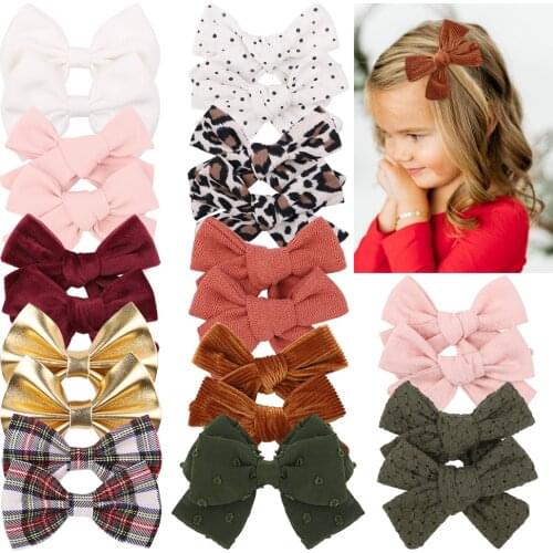 1Piece Leopard Print Bowknot Hair Clips For Cute Girls Cotton BB Hairpin Safty Barrettes Hairgrip Headwear Kids Hair Accessories