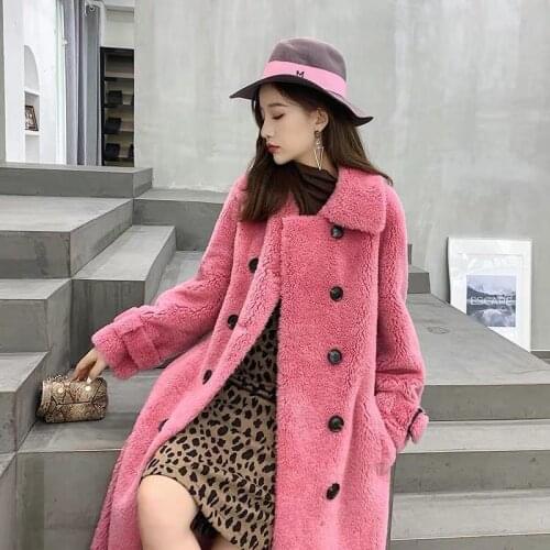 Women 2021 Autumn Winter Casual Thick Warm Outwear Female Long Faux Lamb Fur Jacket Lady Double Breasted Fake Fur Outwear C361