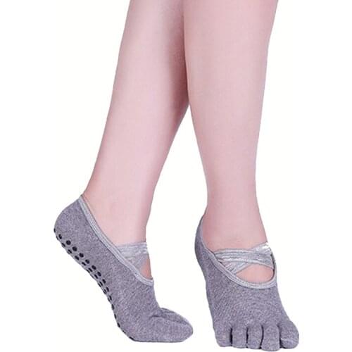 CKAHSBI Women Yoga Socks Anti-slip Five Fingers Backless Silicone Non-slip 5 Toe Socks Ballet Gym Fitness Sports Cotton Socks