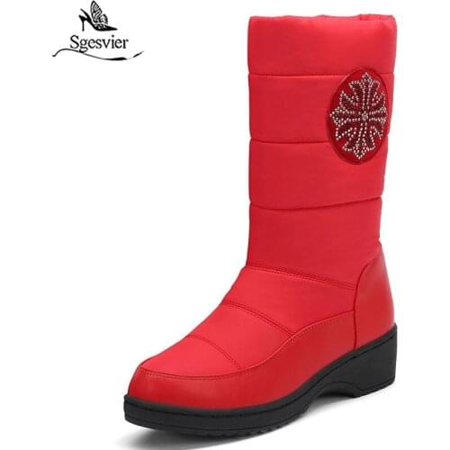Sgesvier 2020 Height Increasing Snow Boots Warm Fur Platform Elegant Women Elastic Elegant Round Toe Mid Calf Boots Size 35-44