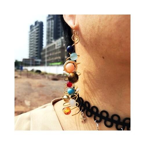 2021 Fun Universe Solar System Natural Stone Earrings Winding Mysterious Celestial Wizard Earrings Jewelry For Women Creative Gi
