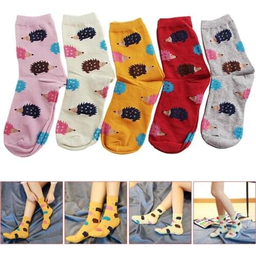 Women Winter Warm Soft Cotton Blend Hedgehog Animal Cartoon Casual Girls Sock -Y107
