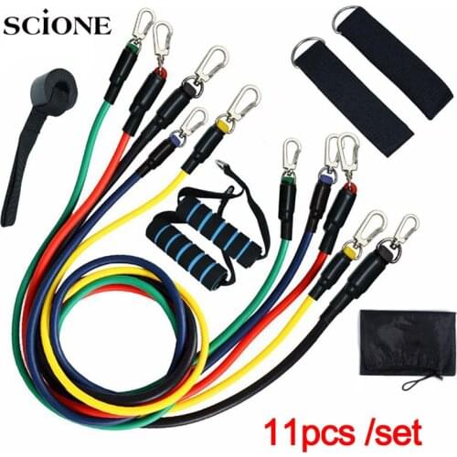 11pcs/set Pull Rope Fitness Exercises Resistance Bands Latex Tubes Pedal Excerciser Body Training Workout Yoga Pull Rope XA132A