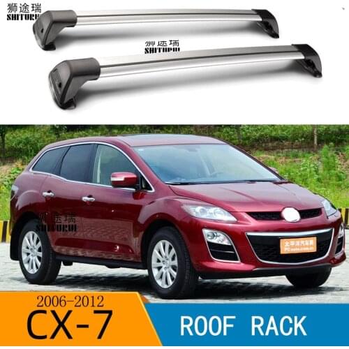 2 pcs For MAZDA CX-7, 5-dr SUV, 2007-2012 roof bar car special aluminum alloy belt lock Led shooting CORSS RACK