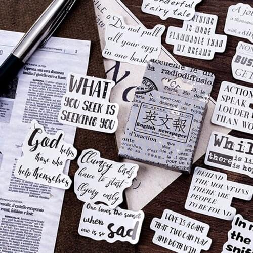46pcs/box Handmade English Newspaper Diary Paper Label Sealing DIY Decorative Hand account sticker stationery