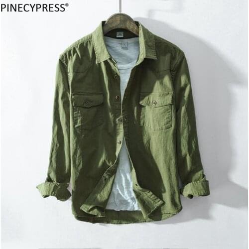 97% Cotton 3% Spandex Man Denim Shirt Quality Spring Autumn Long Sleeve Male Pocket Army Green Men Jean Casual Cowboy Shirts