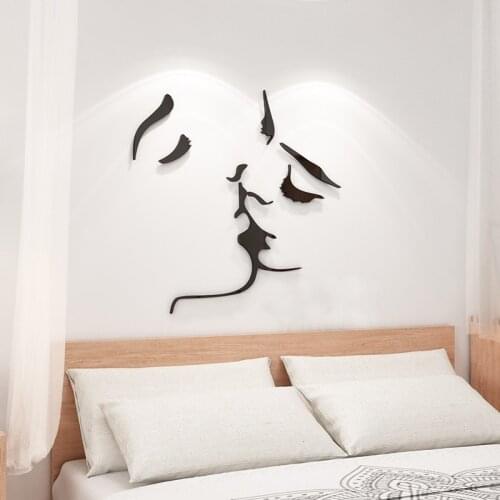 Lover Kiss Acrylic 3D Wall Stickers For Living room Home decor Bedroom DIY Self Adhesive Wall sticker Shop Abstract Art Decor