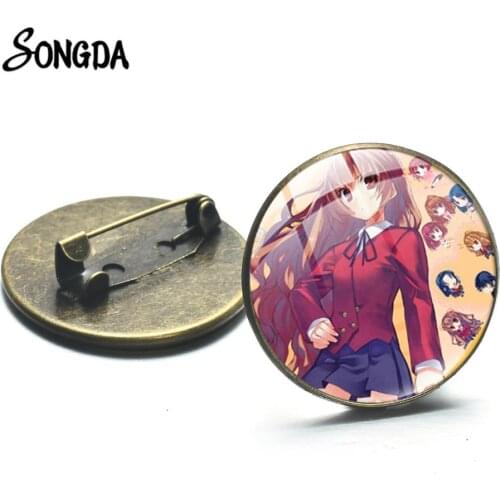 Anime TIGER×DRAGON! Paitting Badge Brooches Glass Dome Backpack Lapel Pins Gifts for Fans Friends Girl Jewelry Wholesale