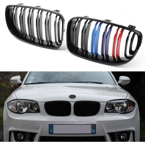 Car Styling Accessories Dual Slats Front Kidney Grill Racing Grills For BMW E81 E87 E82 E88 120i 128i 130i 1 Series 2007-2011