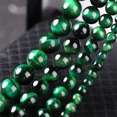 Round 4/6/8/10mm Green Tiger Eye Loose Beads for DIY Craft Bracelet Necklace Jewelry Making