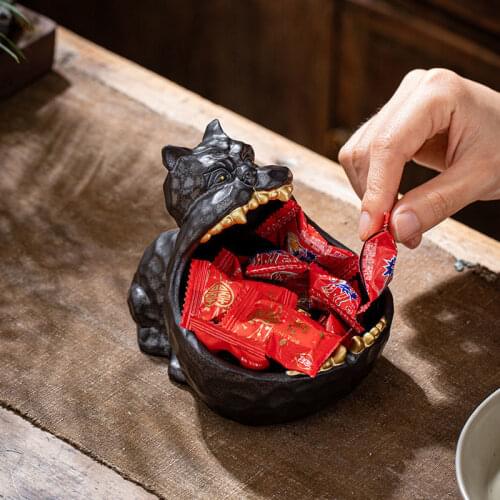 Household Cartoon Dog Ashtray Cute Creative Ceramic Figurine Personality Trend Vehicle Wind Proof Ornaments Home Decoration