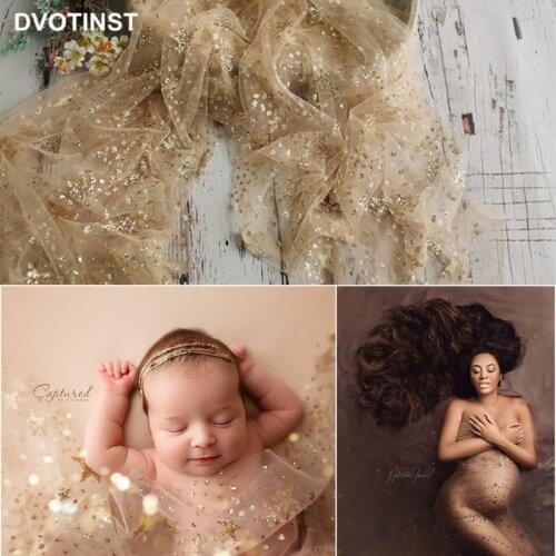 Dvotinst Newborn Baby Photography Props Blingbling Stars Wrap Starry Galaxy Ultra-thin Mesh Blanket Backdrop Studio Photo Props