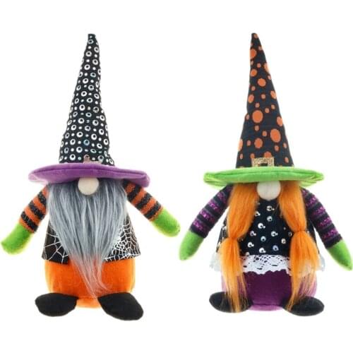 E56C Halloween Decorations Witch Gnome Swedish Tomte Plush Handmade Scandinavian Elf