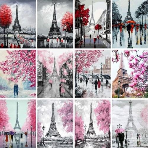 GATYZTORY Frameless painting by numbers kits For Adult City Landscape On Canvas paint by numbers Home Decoration DIY For Unique