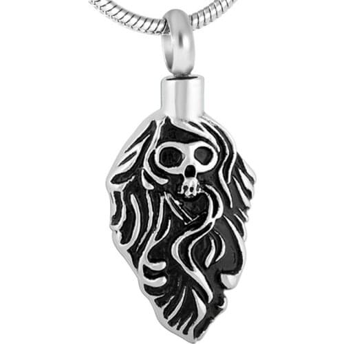 IJD8796 Punk Mens Keepsake Necklace The Skull and Snake Memorial Urn Pendant Stainless Steel Cremation Jewelry for Ashes