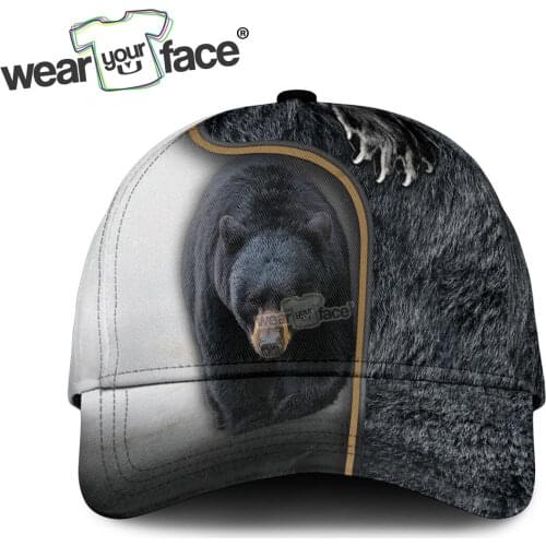 Black Bear Fishing Animals All Over Printed Snapback Hat Women Men Adult Hip Hop Headwear Outdoor Casual Sun Visor Baseball Cap