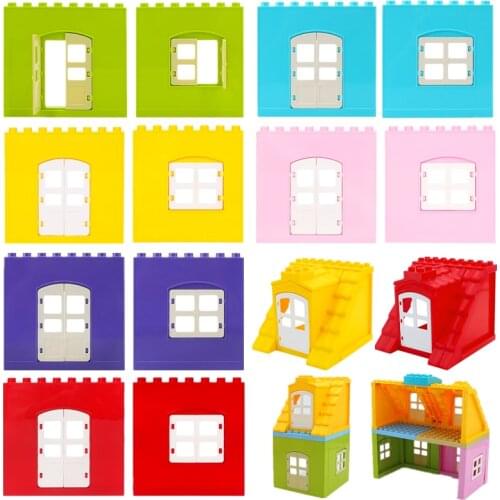 MOC DIY Big Building Blocks Window Door Accessories Compatible with Duplo Large Bricks Castle for Children Kid Educational Toys
