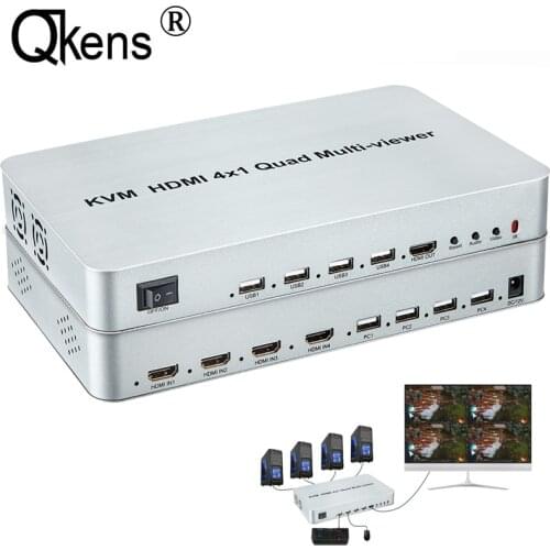 KVM HDMI 4x1 Quad Multi-viewer Seamless Switch Screen Segmentation Switcher USB Keyboard Mouse Control,Laptop Notebook PC To TV